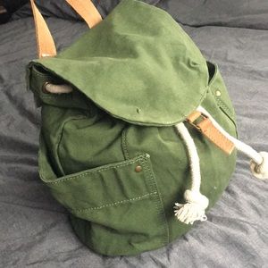 washed canvas drawstring backpack